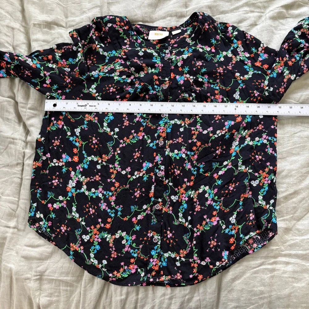 Anthropologie Black Floral Blouse - Picture 7 of 9